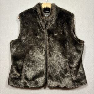 FDJ Faux Fur Vest Chocolate Brown XL Mob Wife Maximalist New Money Statement